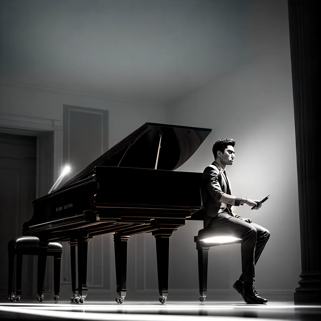 Sons do universo: interpretando o significado de sonhar com dó sustenido 2 Fotos piano reflexao preto branco