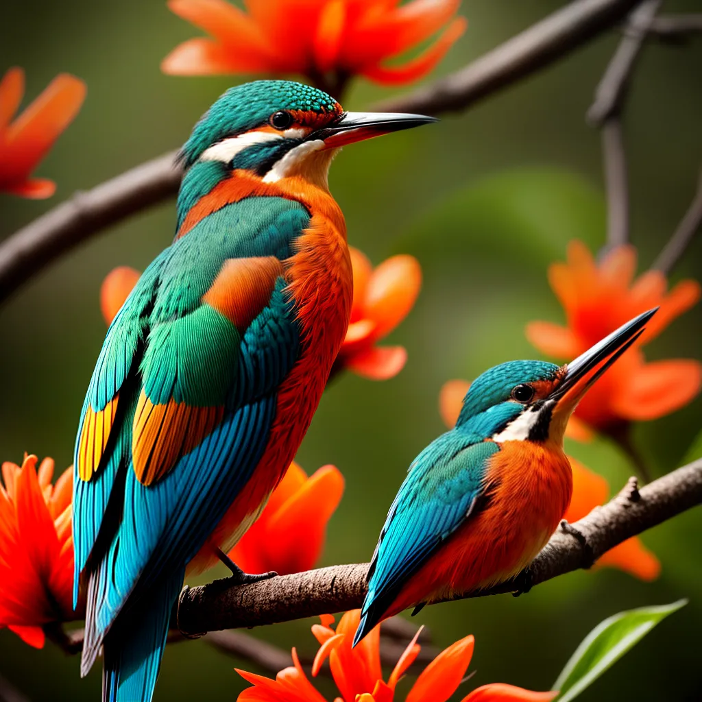 Pássaro martim-pescador, planta montbretia e sonhos: símbolos de abundância e boa sorte 4 Fotos pica pau flores laranja arco iris
