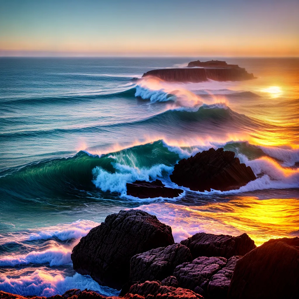 Descubra o Significado de Sonhar com o Cheiro do Mar e Ondas Fortes 3 Fotos pordosol oceano ondas praia natureza