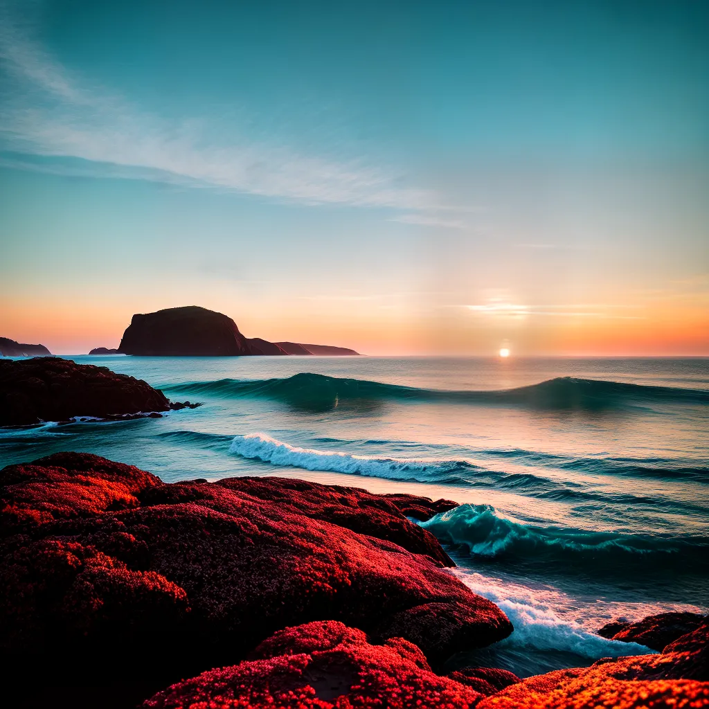 Fotos pordosol oceano ondas tranquilidade