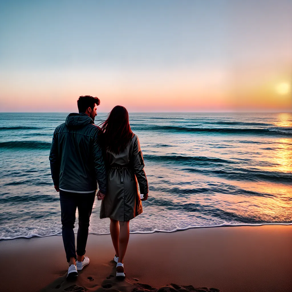 Fotos pordosol praia casal amor