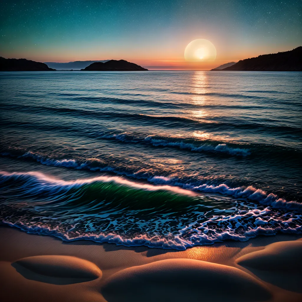 Sonhar com a Lua Cheia em uma Noite de Verão 6 Fotos praia noite lua cheia reflexo agua