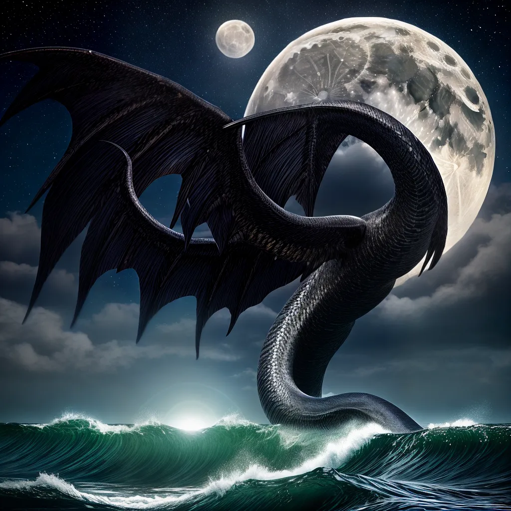 Qual o Significado de Sonhar com Lua Cheia e Réptil Marinho? 2 Fotos praia noite lua serpente mar