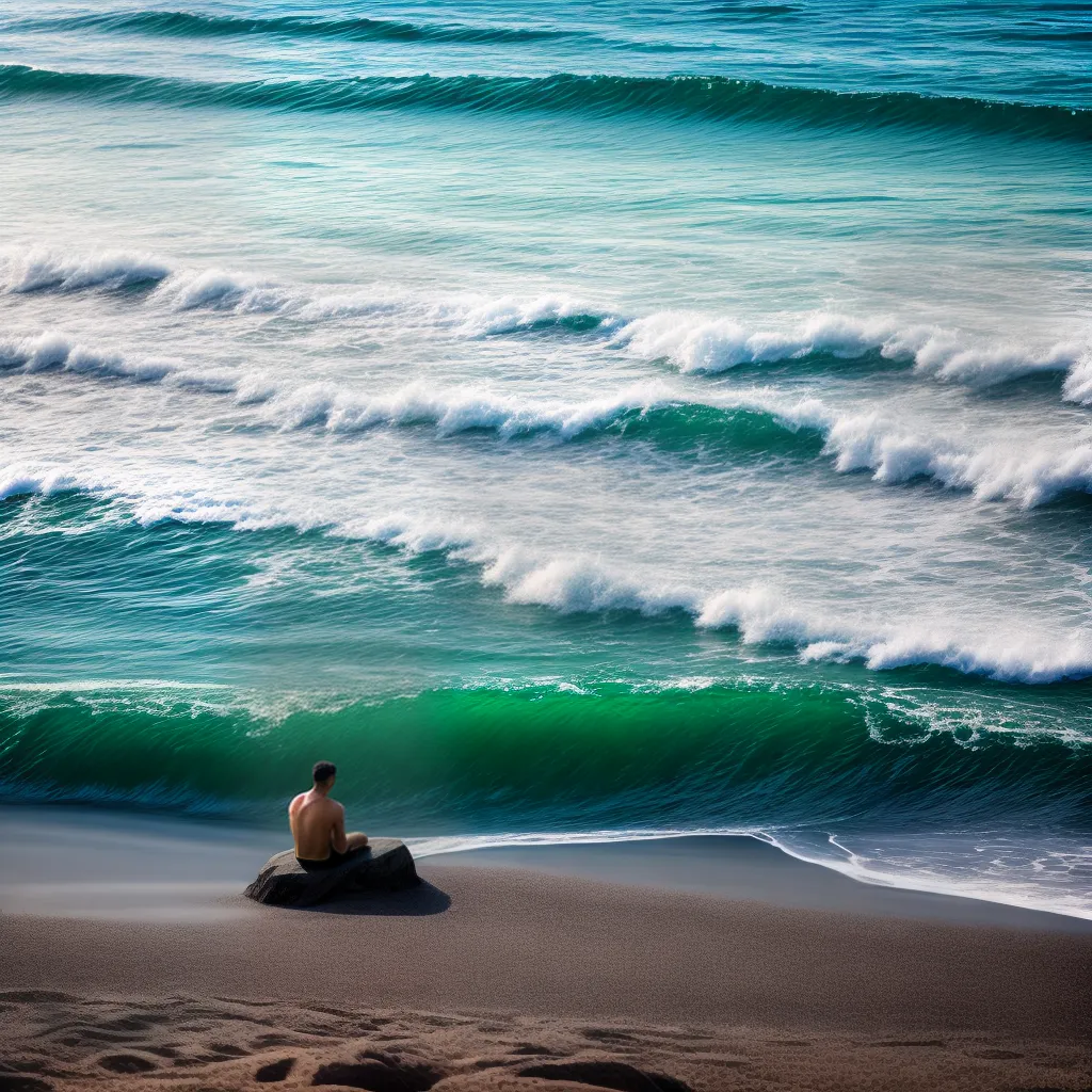 Fotos praia ondas pessoa meditando