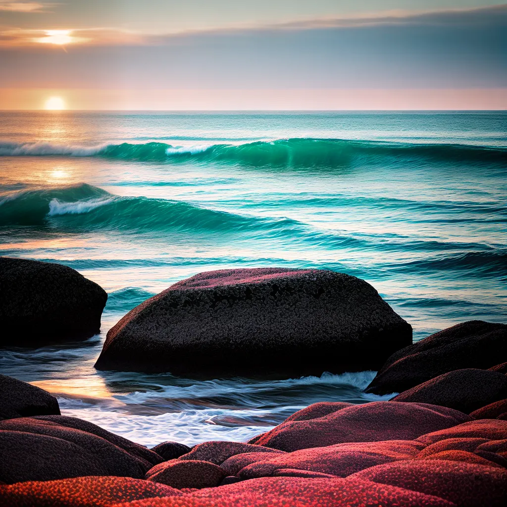 Fotos praia por do sol cores serenidade