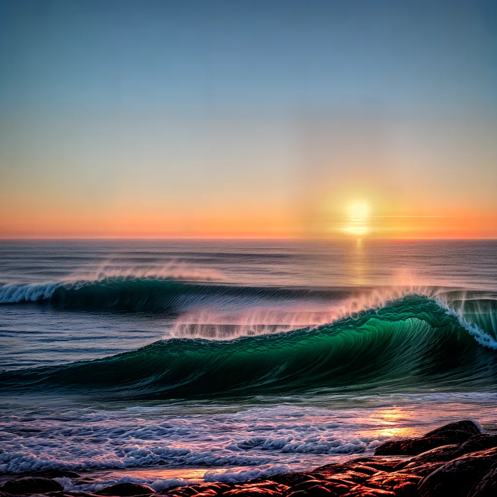 Fotos praia por do sol ondas poder