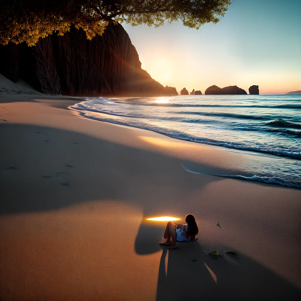 Fotos praia solitaria por do sol
