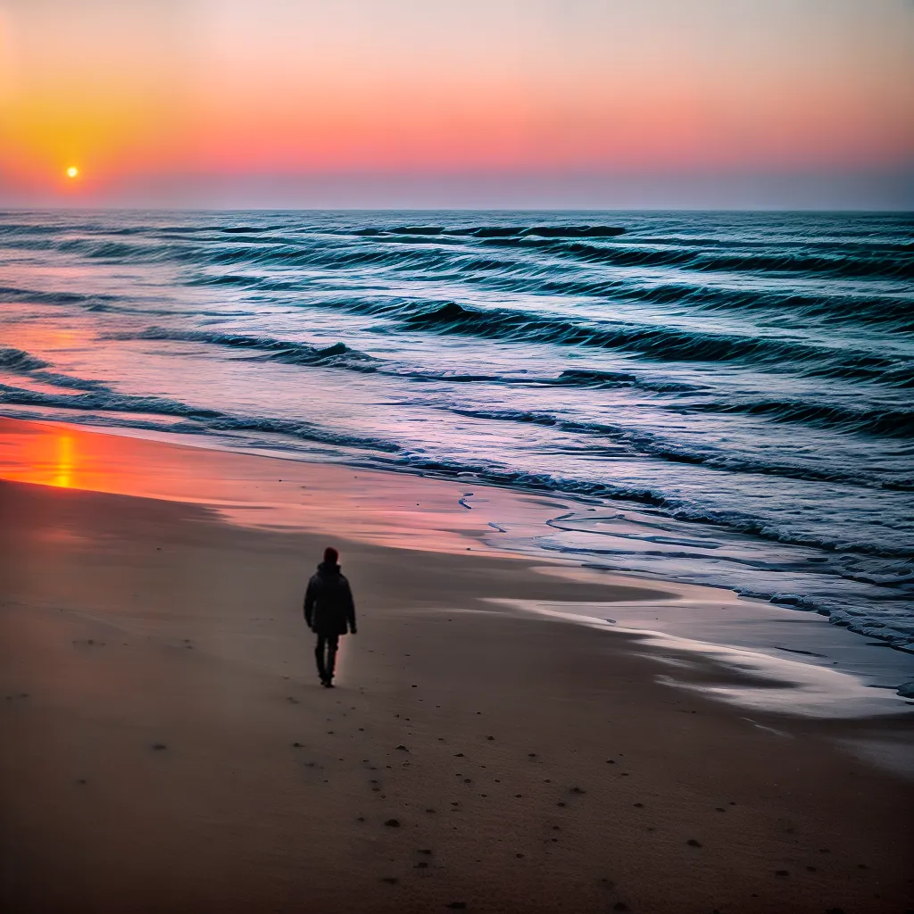 Fotos praia solitario por do sol gaivotas sonhos