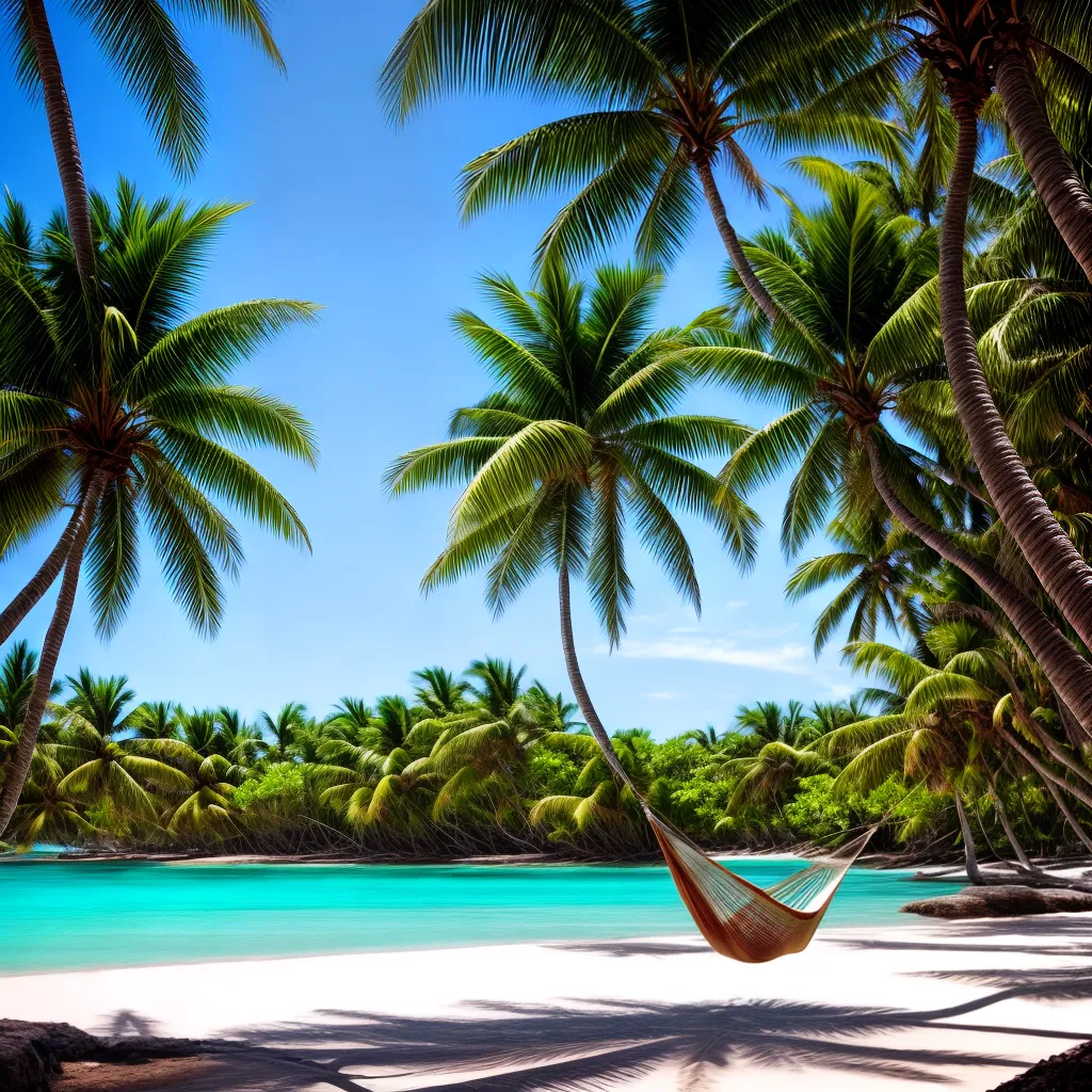 Entendendo o que Significa Sonhar com Destinos Exóticos e Turismo 2 Fotos praia tropical agua clara palmeiras rede