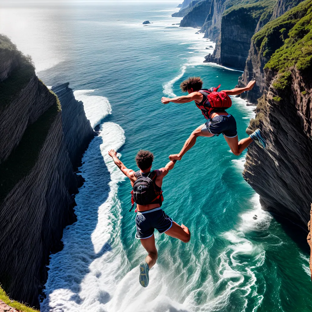 O que Significa Sonhar com Calção: Liberdade Vertical e Movimento. 3 Fotos pulo de cliff shorts aventura