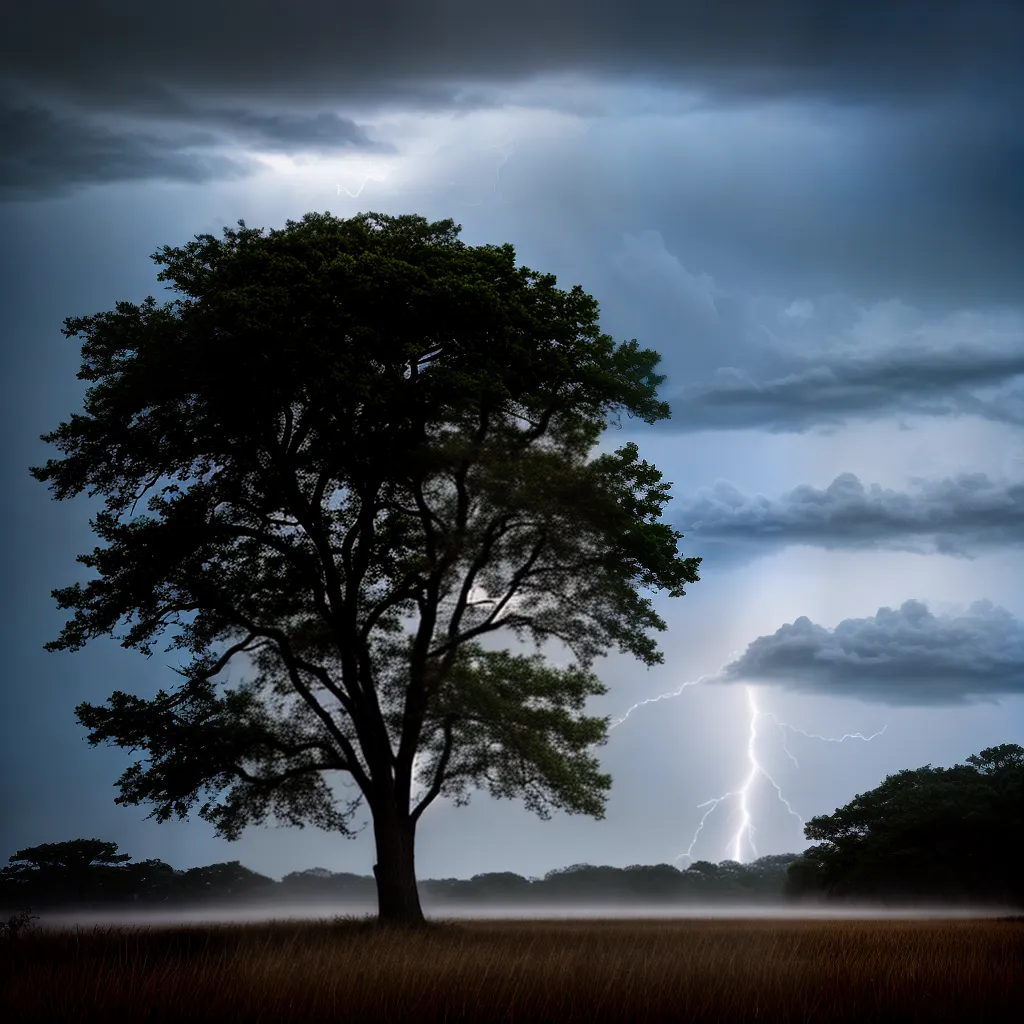 Fotos raio arvore noite temporal poder