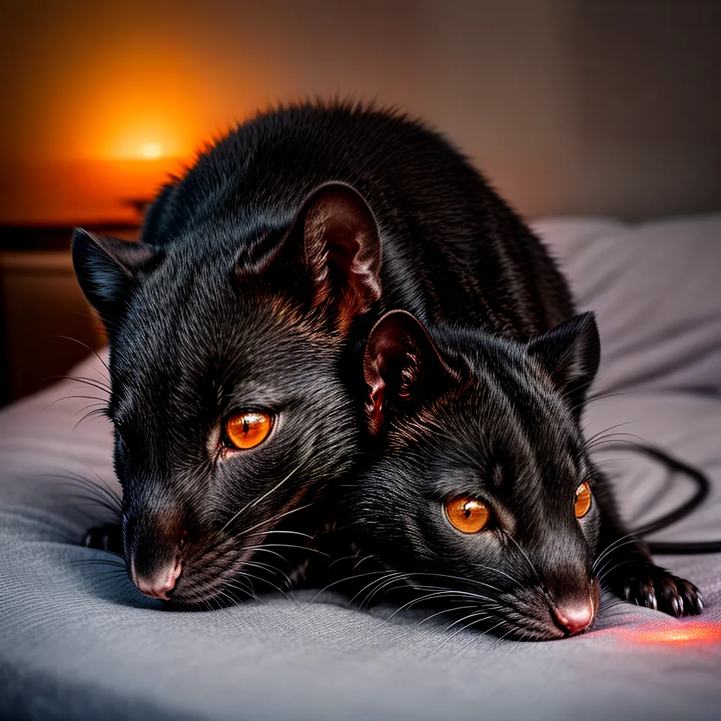 Fotos rato olhos vermelhos cama