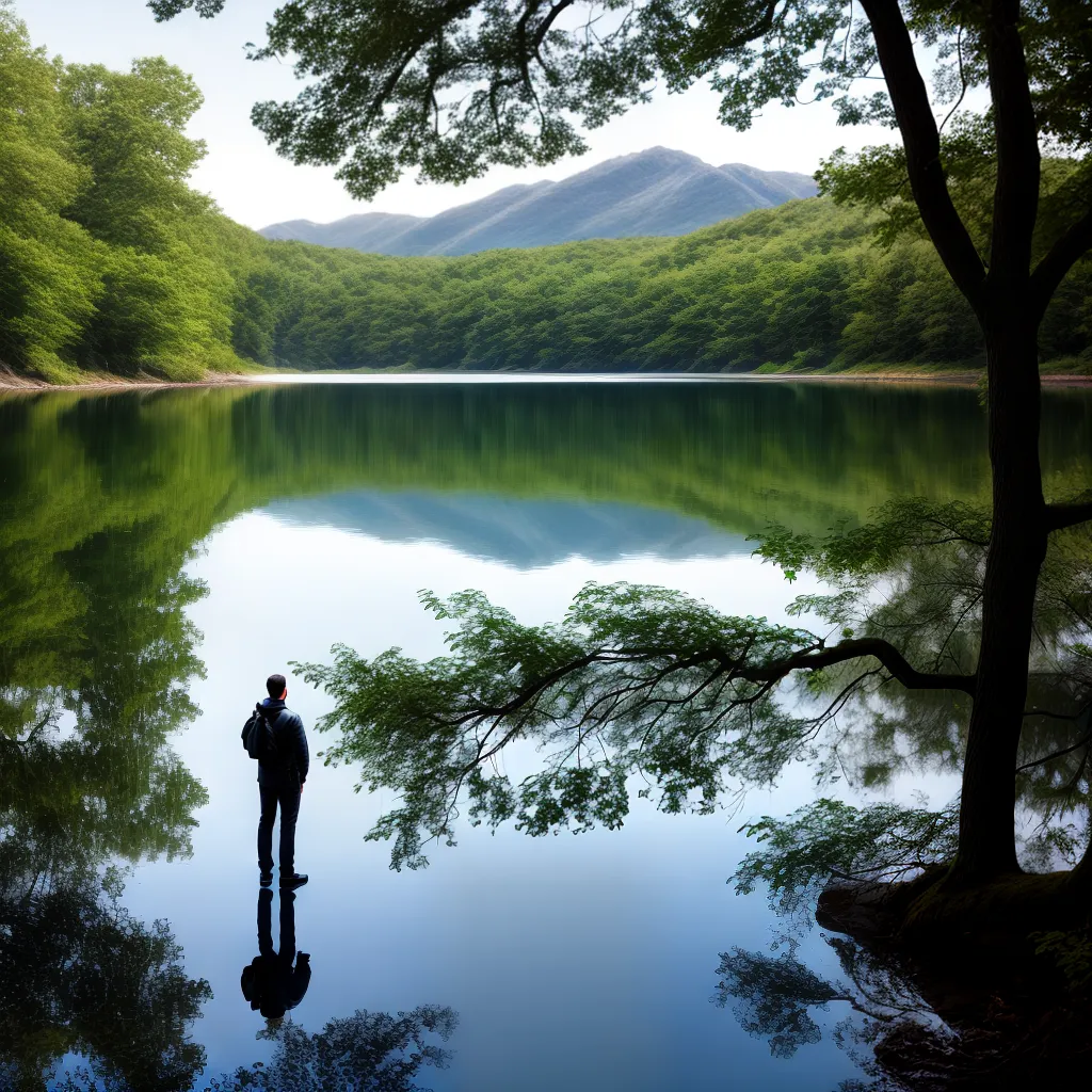 Fotos reflexao lago ceu arvores paz