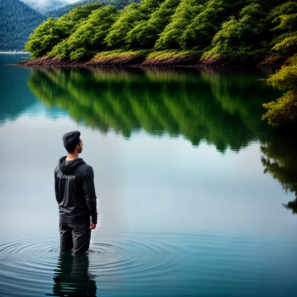 Fotos reflexao lago cristalino montanhas