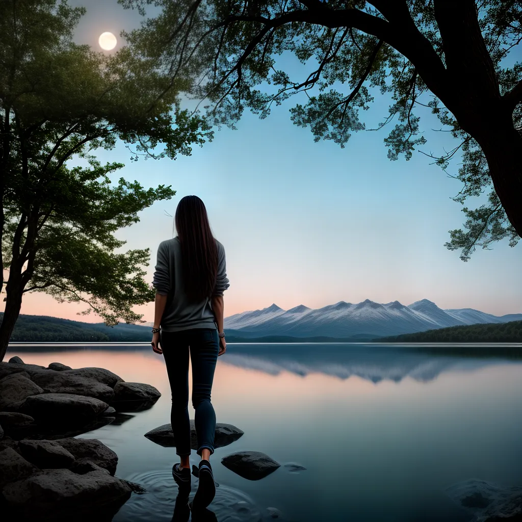 Os Mistérios por Trás do Significado de Sonhar com Água - temática: Espiritualidade e Autoconhecimento. 2 Fotos reflexo lua lago serenidade introspeccao