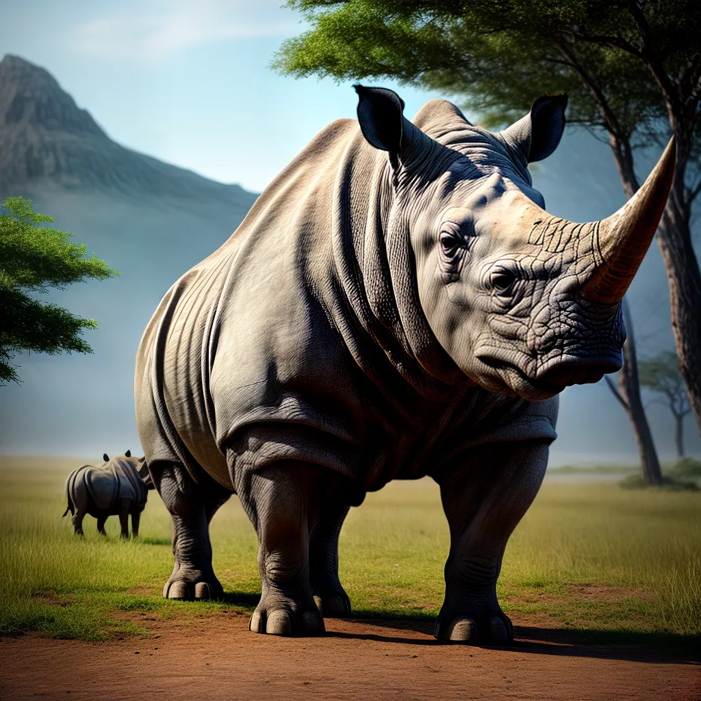 Descubra o significado de sonhar com Rinoceronte-branco sugestionado. 5 Fotos rhinoceros sonho poder distancia