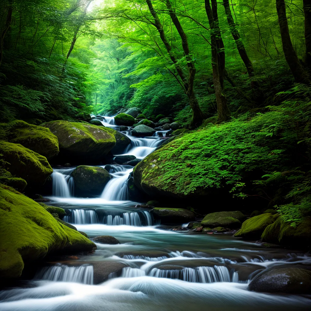 Sonhar com Riacho: qual o significado? 2 Fotos riacho floresta verde paz mente