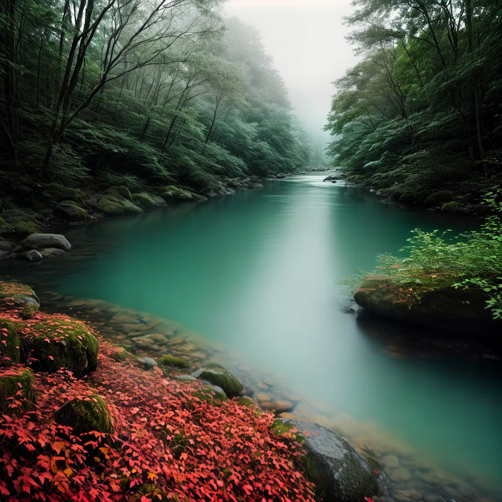 Fluvial Misterioso: Qual o Significado de Sonhar com Água Corrente 6 Fotos rio floresta nevoa cristal melodia