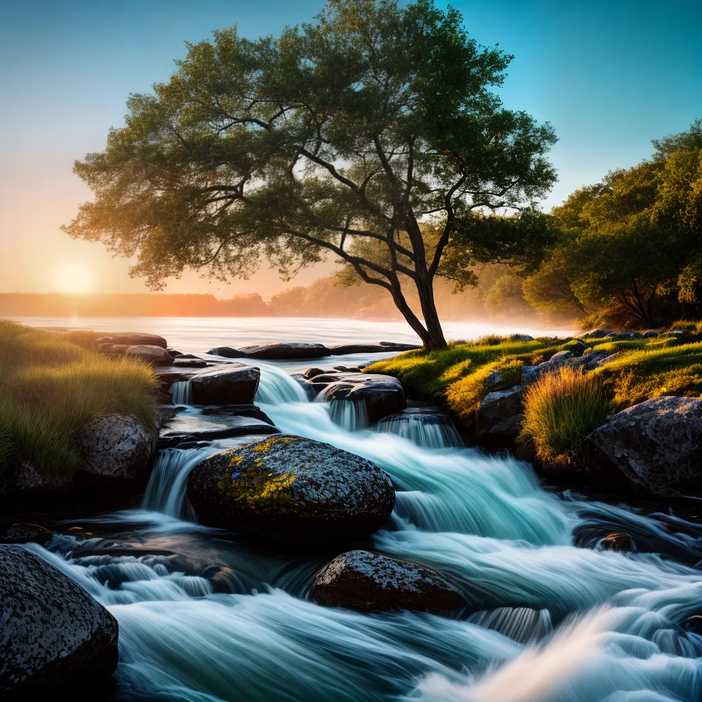 Fotos rio navegacao paisagem por do sol