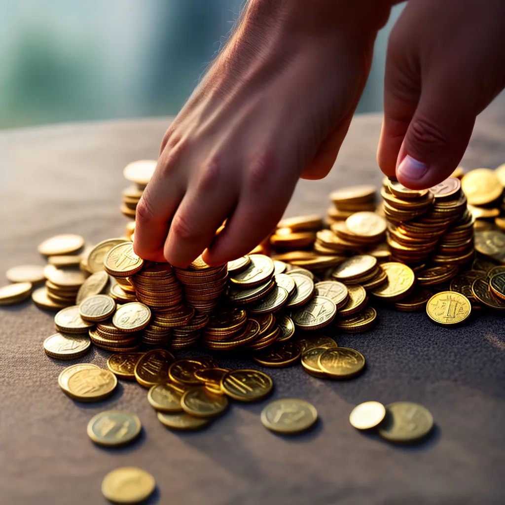 Riqueza e Rendimento: Entenda o que significa sonhar com sucesso financeiro. 3 Fotos riqueza maos moedas pedestal