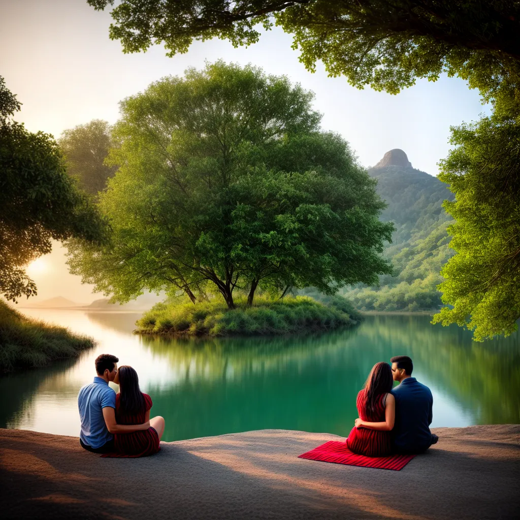 Descubra o significado de sonhar com uma Escapada romântica 3 Fotos romance lago piquenique balao