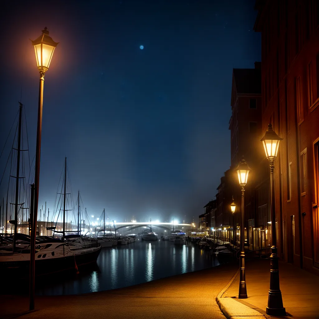 Luminárias, barcos e sonhos noturnos: decifrando a simbologia 4 Fotos rua luzes porto estrelas noite