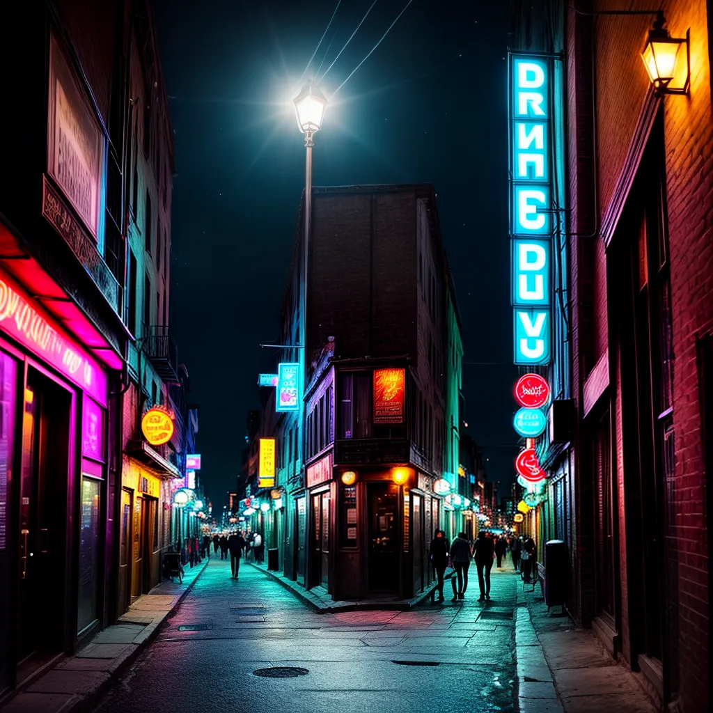 Fotos rua noturna neon estrelas musica