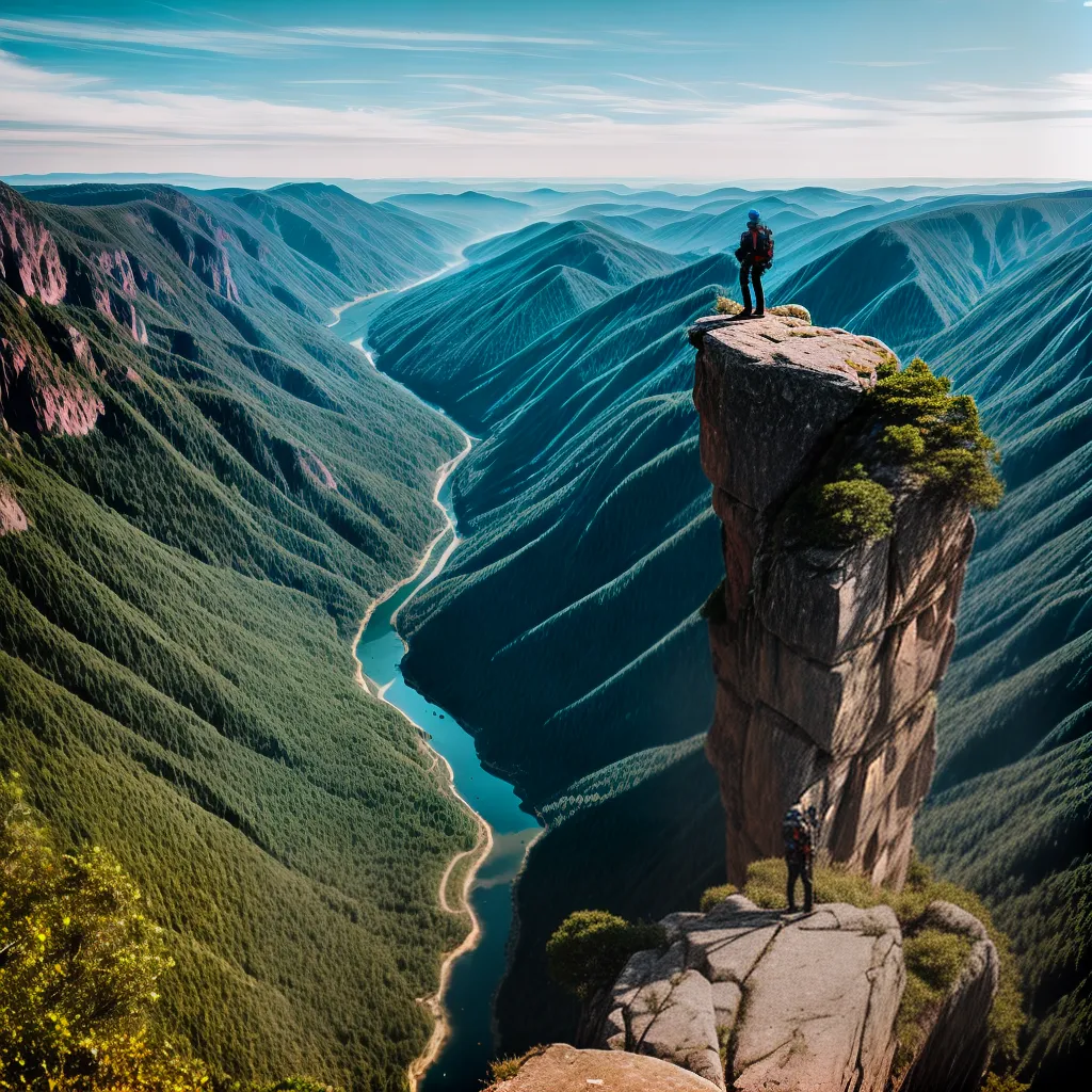 Fotos salto abismo montanhas floresta