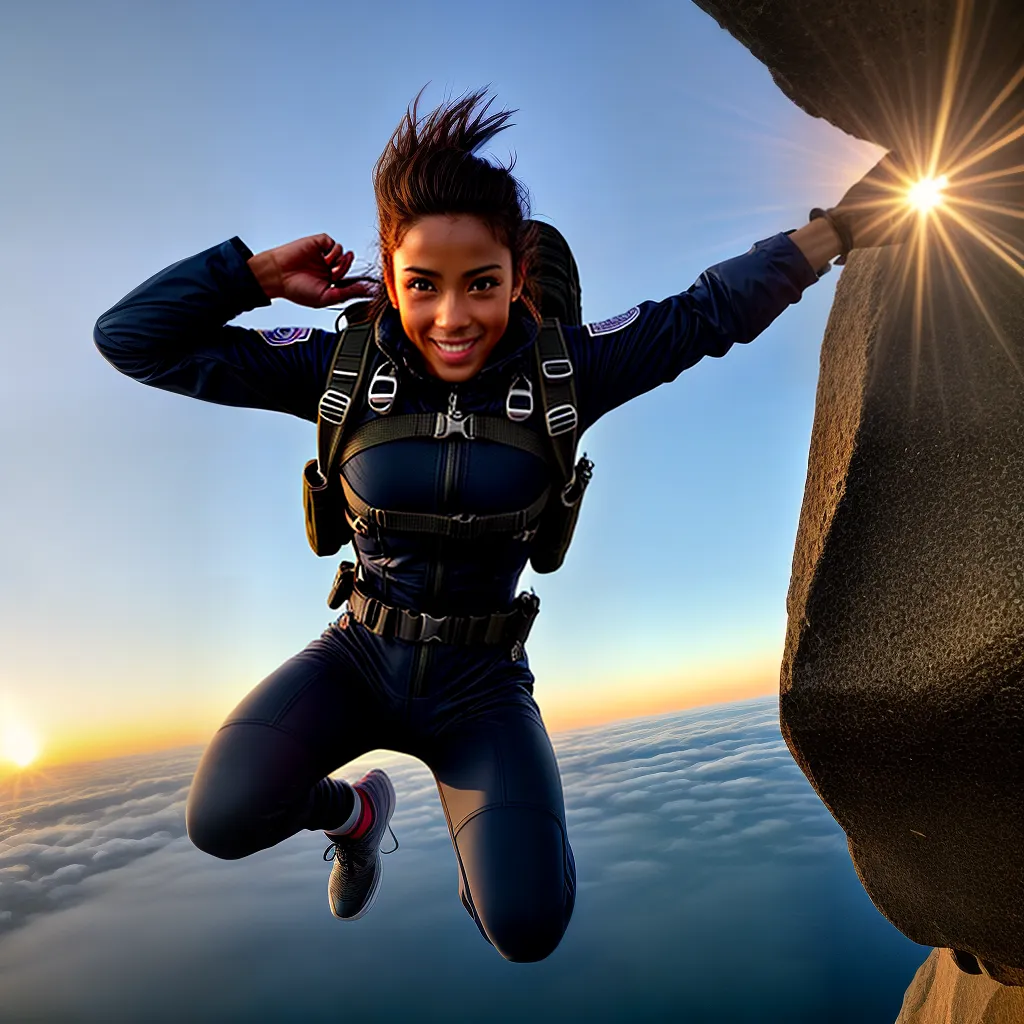 Fotos salto paraquedas aventura paisagem por do sol