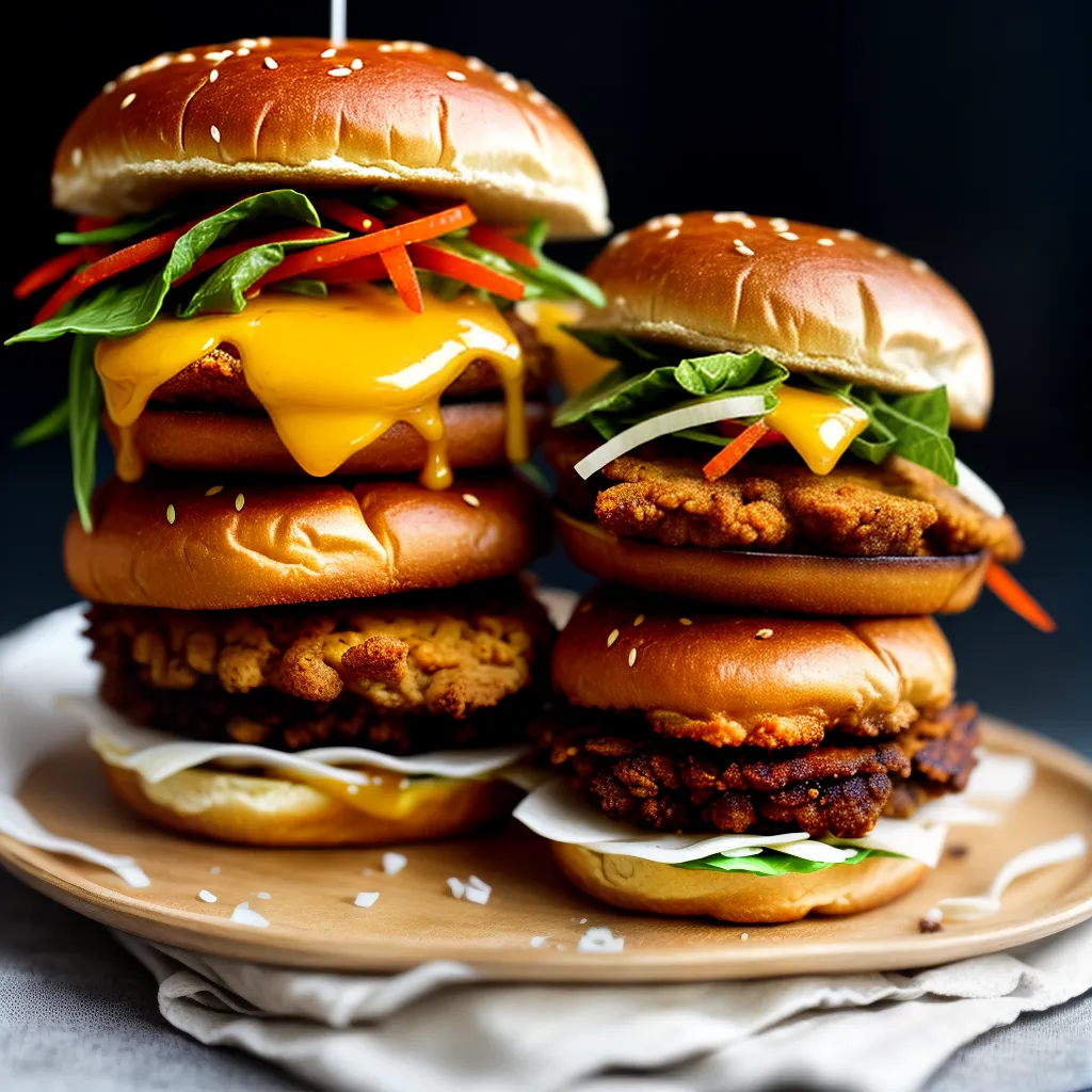 Descubra o que significa sonhar com Crocante e Sabor. 4 Fotos sanduiche frango frito coleslaw brioche