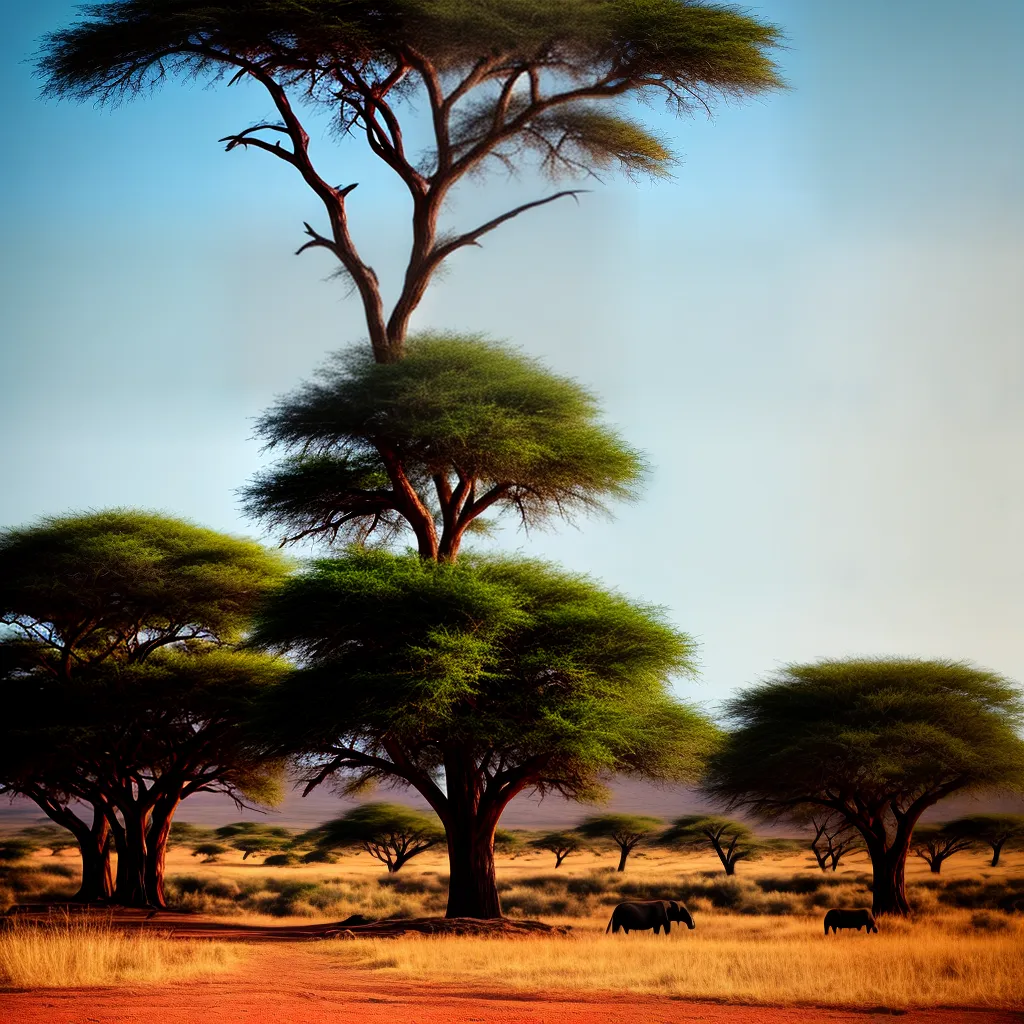 Fotos savana acacia elefantes africa sonho