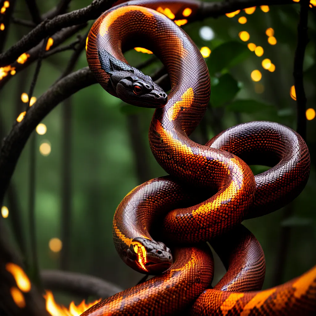 Fotos serpente fogo floresta transformacao