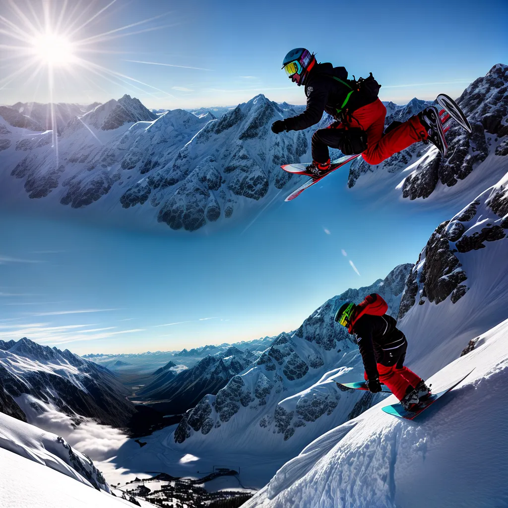 Fotos snowboard ar vento montanha aventura