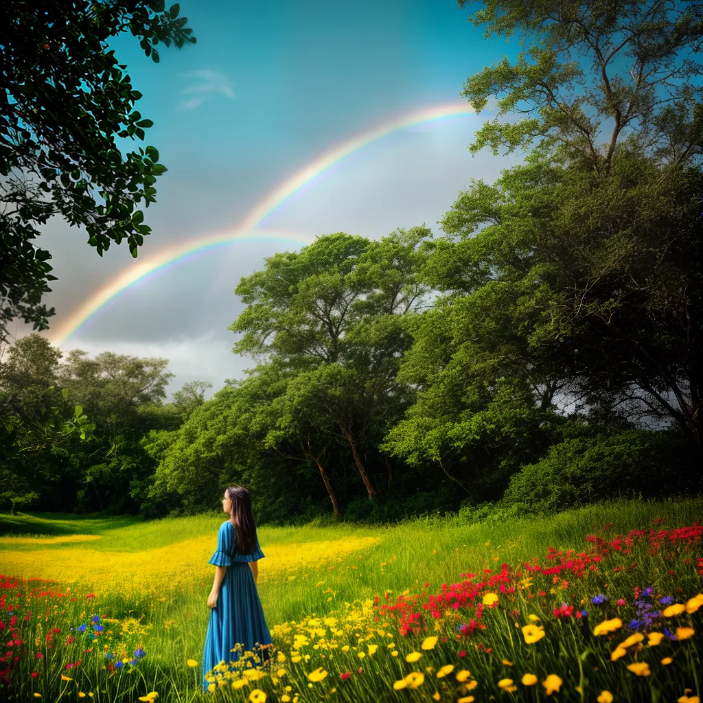 Fotos sonhador campo flores arcoiris