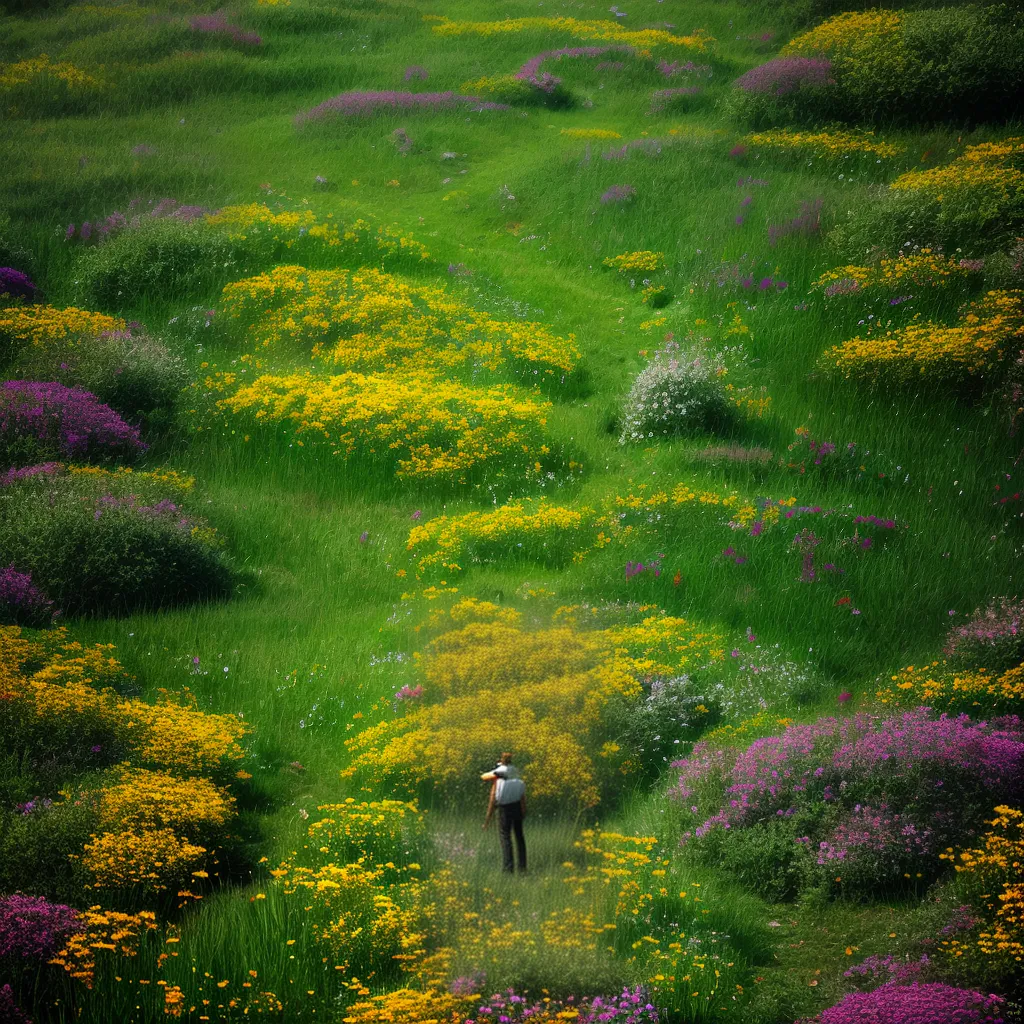 Fotos sonhador campo flores insetos coloridos