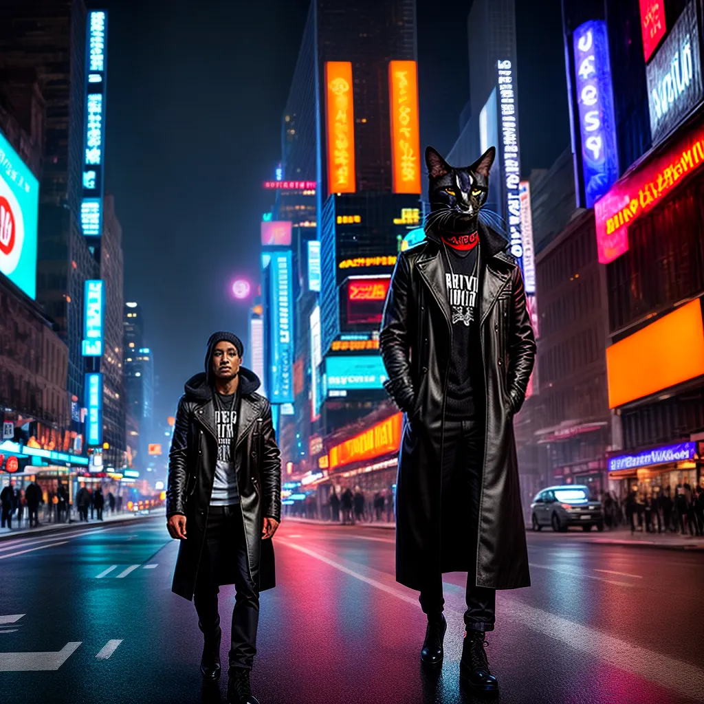 Fotos sonhador cidade neon gato tempo