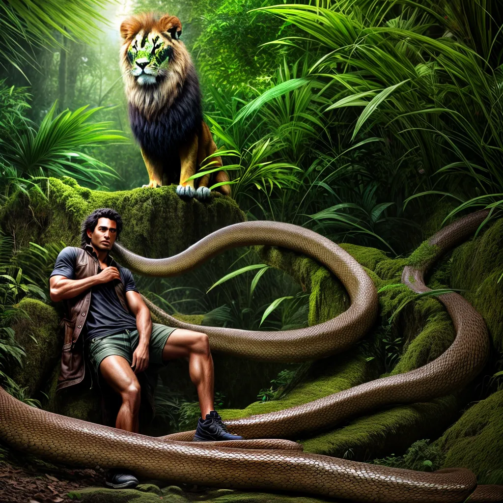 Fotos sonhador jungle leao cobra abracos