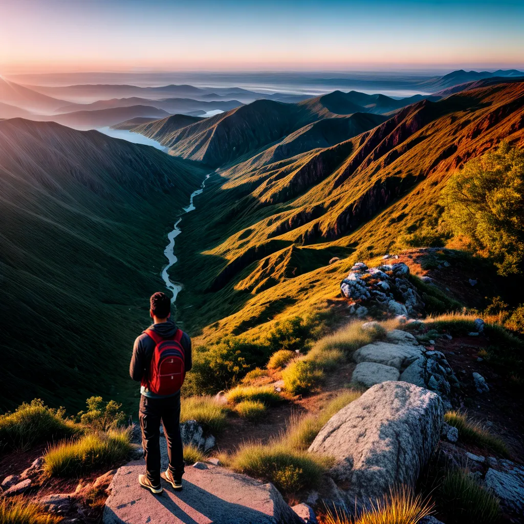 Fotos sonhador montanha rio por do sol