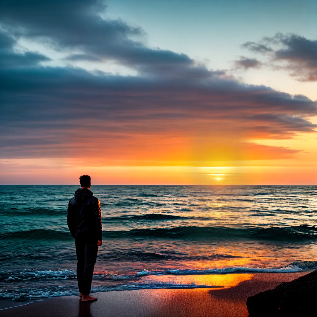 Fotos sonhador oceano por do sol profundezas