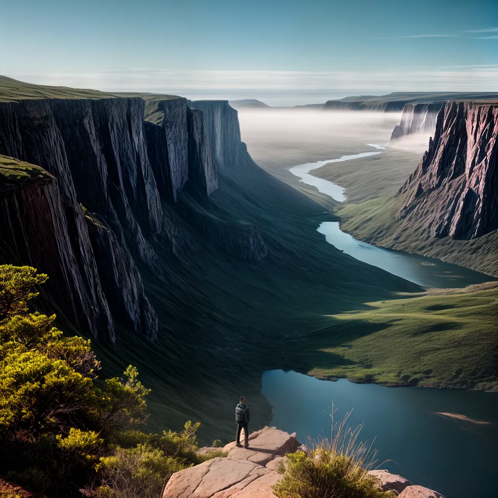 Fotos sonhador paisagem desconhecida cliff