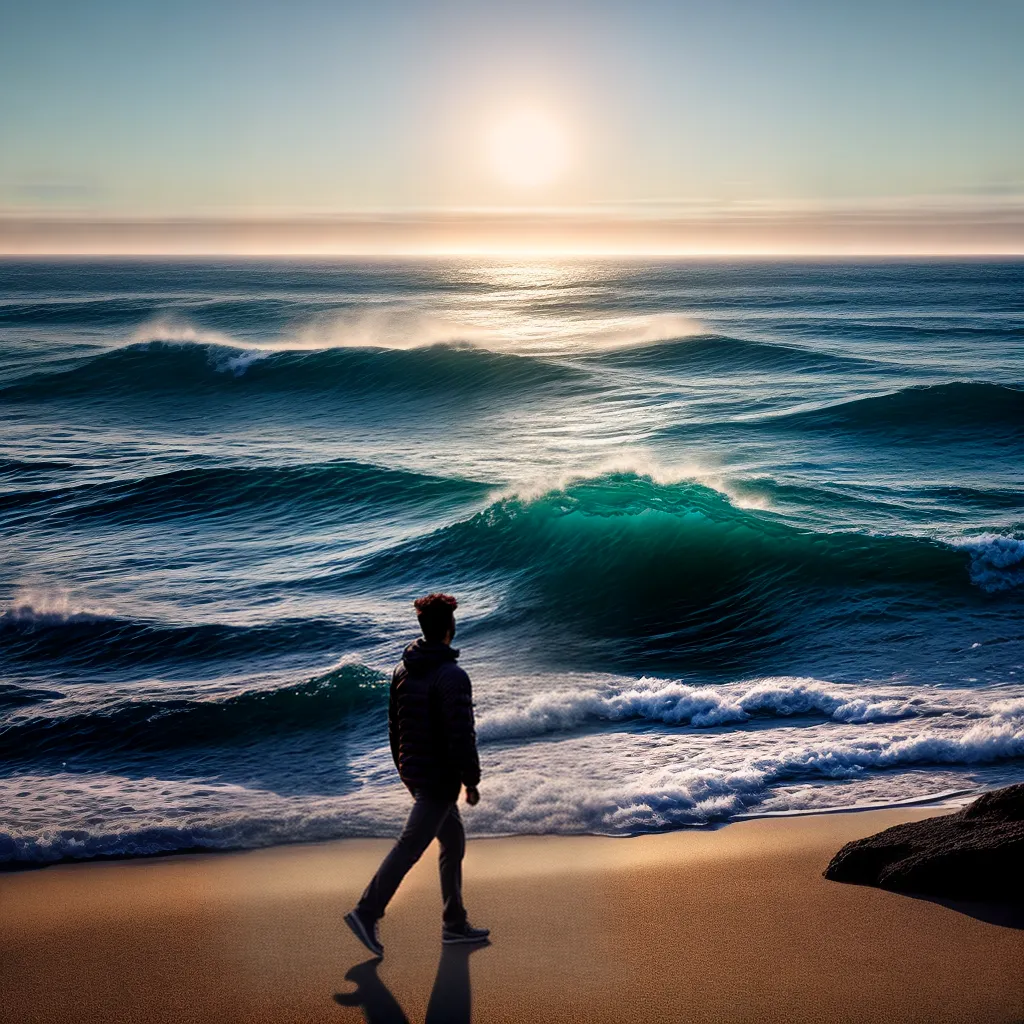Fotos sonhador praia ondas calmia