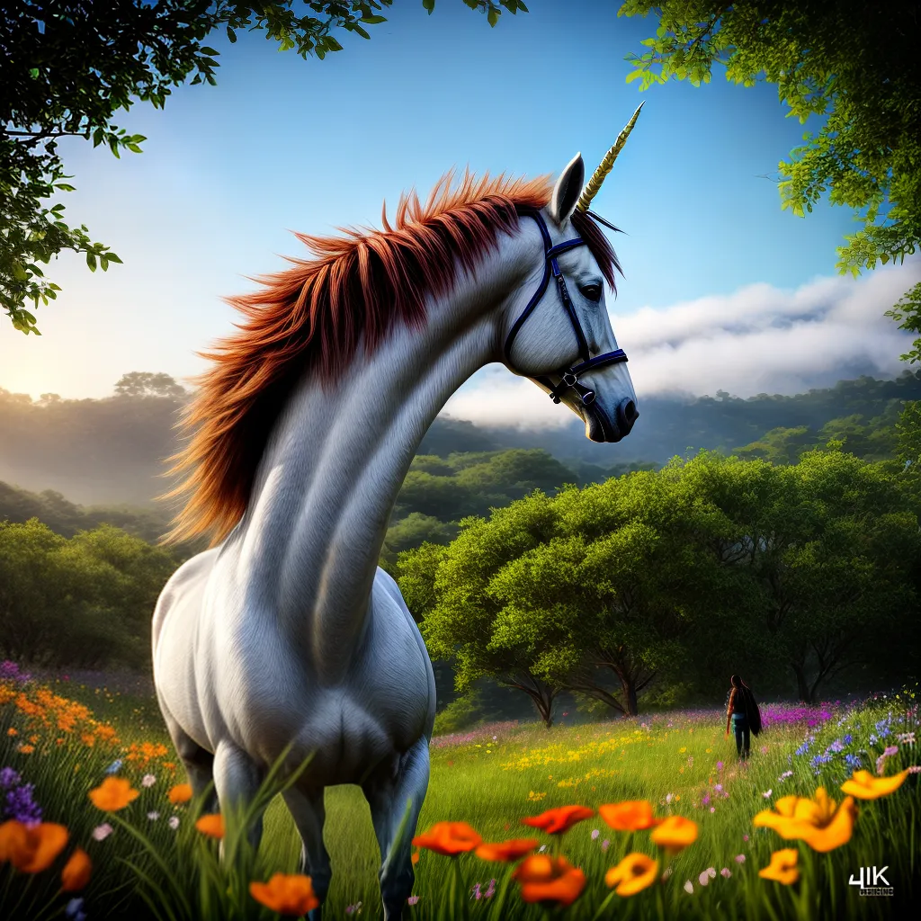 Fotos sonhador unicornio flores borboletas