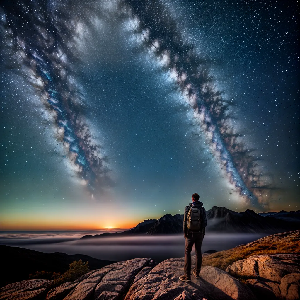 Fotos sonhador universo montanha estrelas