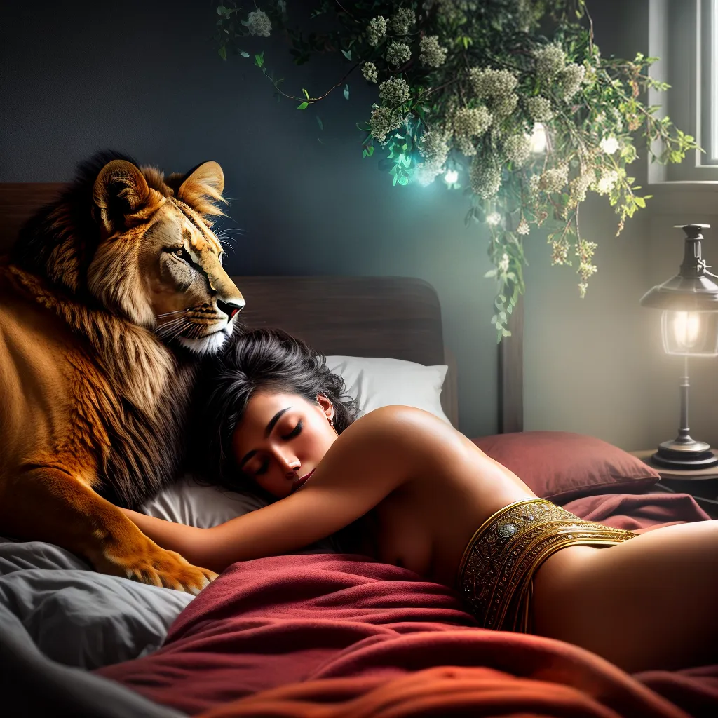 Fotos sonho animais selvagens cama