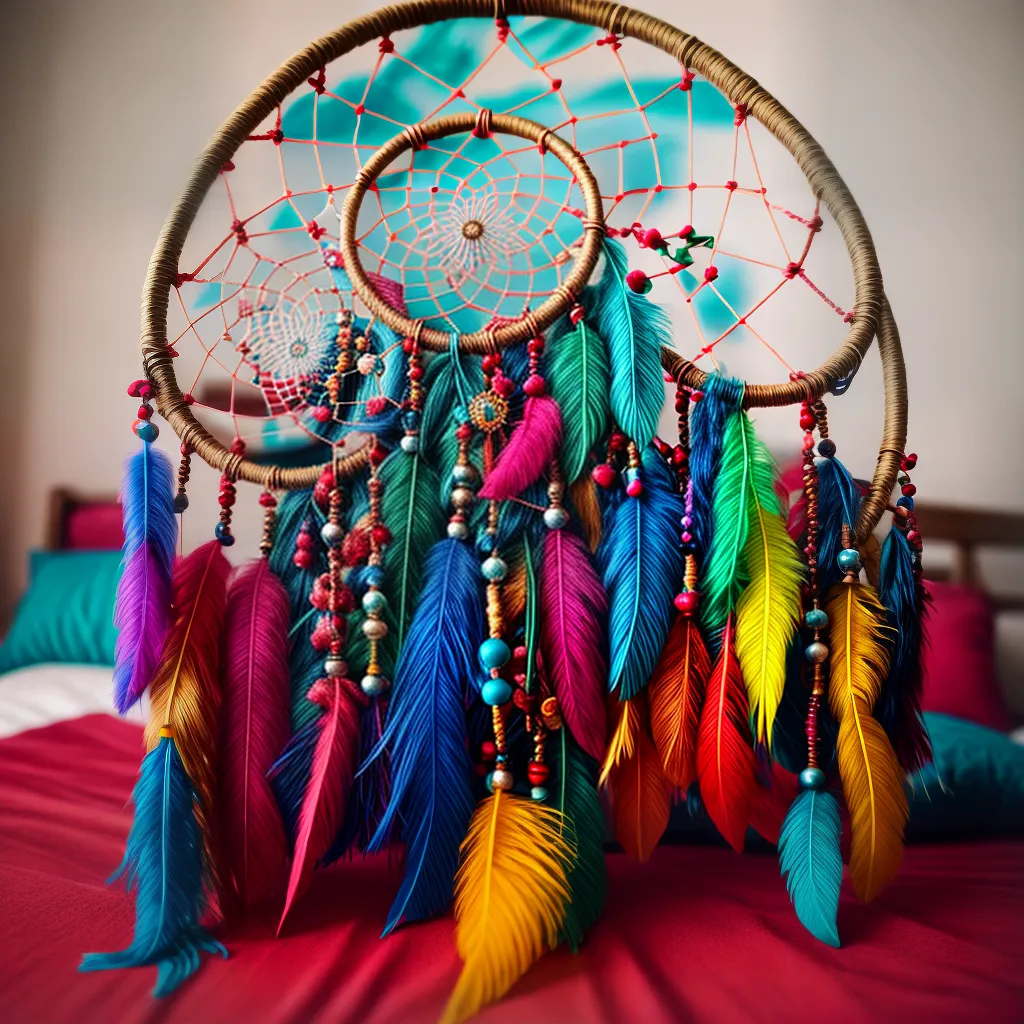 Explorando o Significado dos Sonhos com Criatividade 3 Fotos sonho atrapaluz penas cores cama