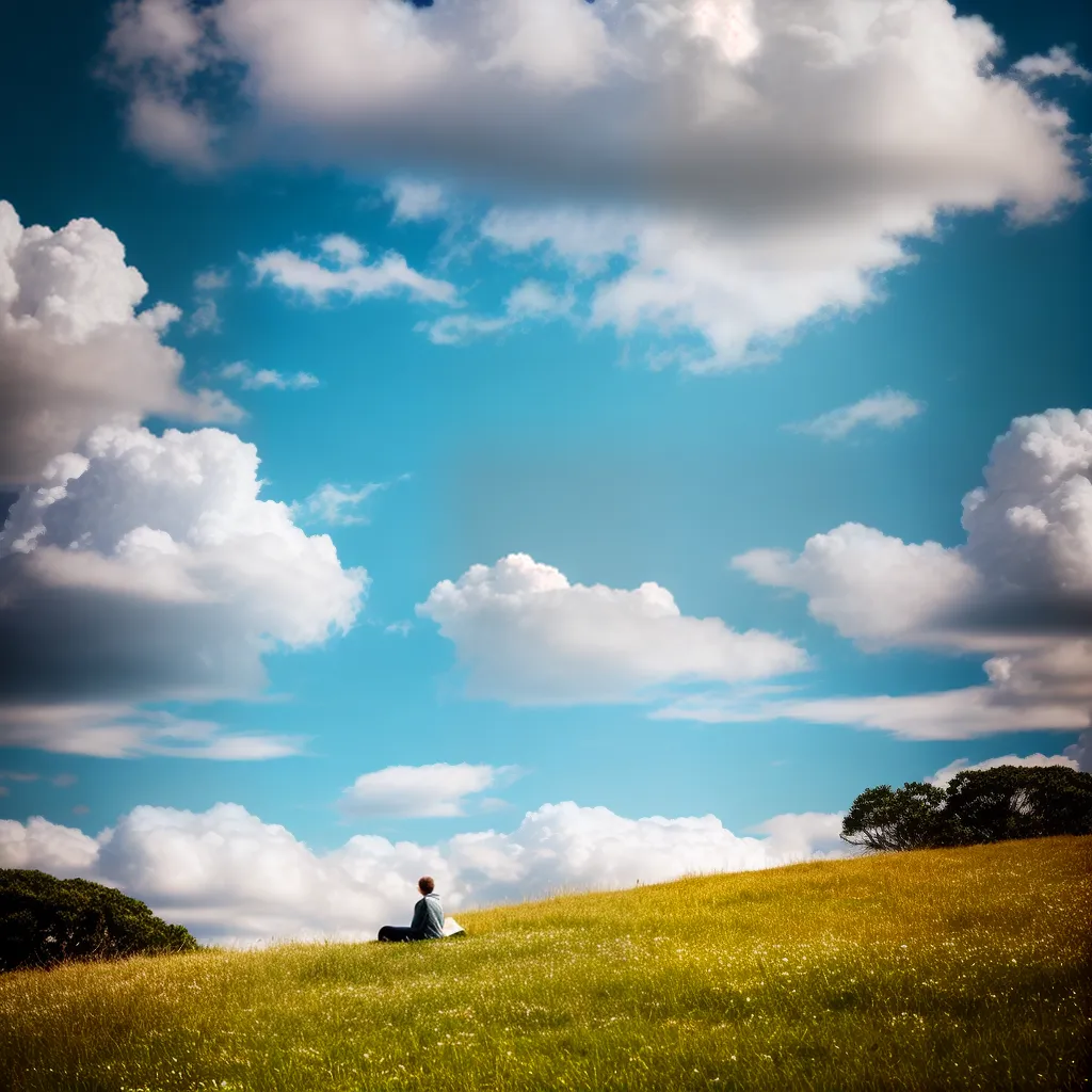 Fotos sonho deitado campo nuvens