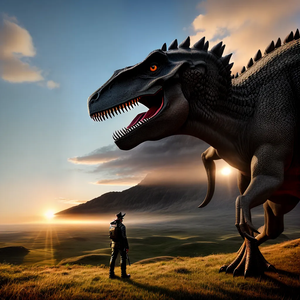 Fotos sonho dinossauros silhueta paisagem