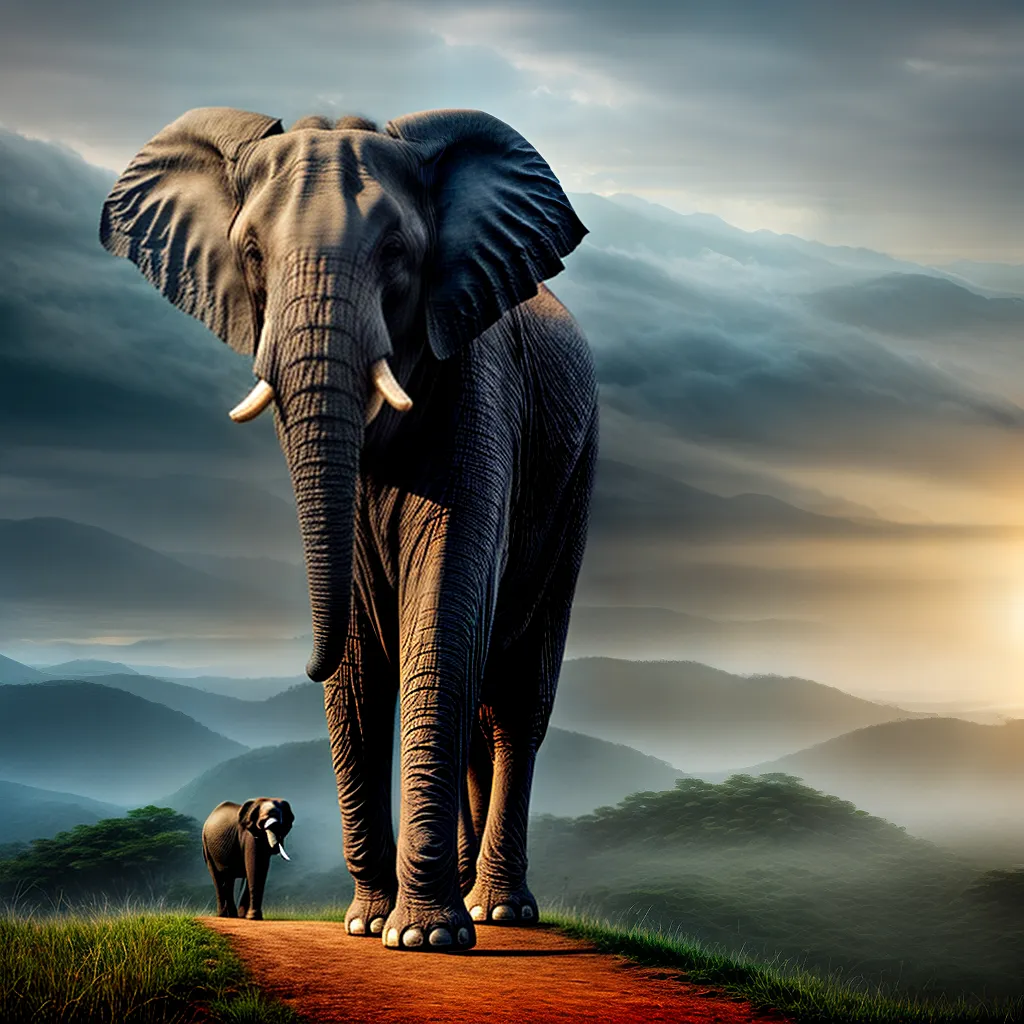 Fotos sonho elefante majestoso paisagem