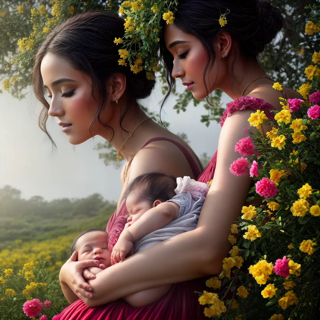 Fotos sonho fertilidade jardim flores frutas mae bebe