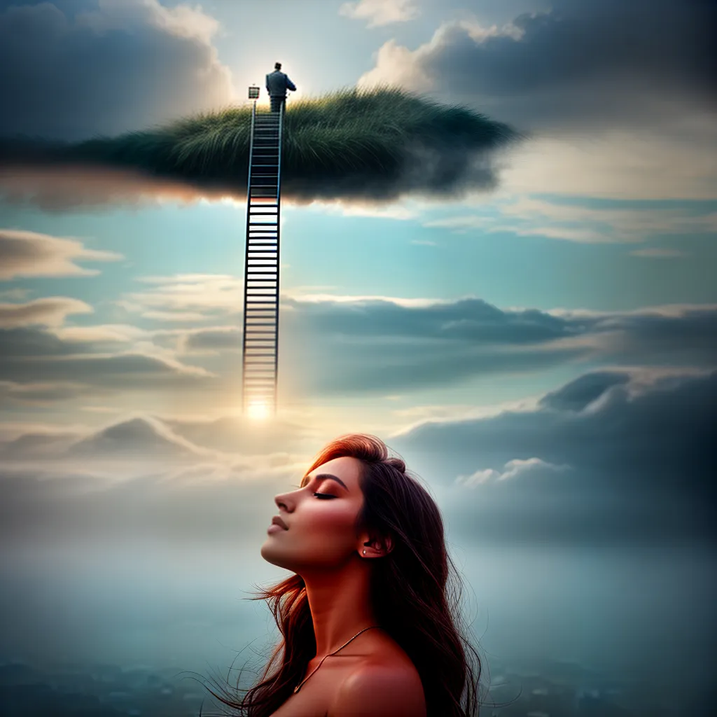 Ilustrando os Sonhos: Desvendando o significado das imagens noturnas 4 Fotos sonho ilustracao escada nuvens